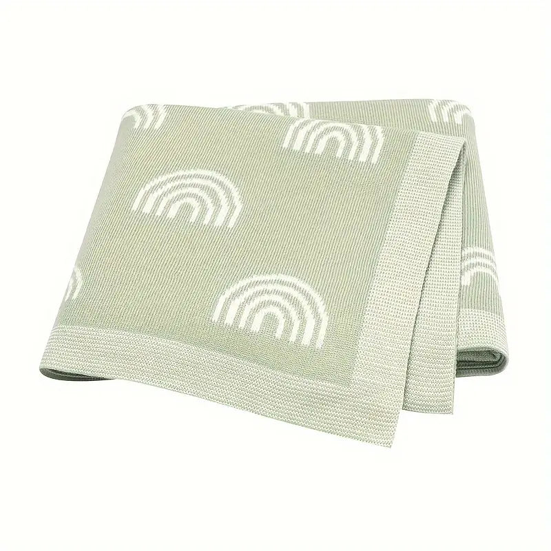 Soft Cozy Rainbow Jacquard Knit Baby Blanket
