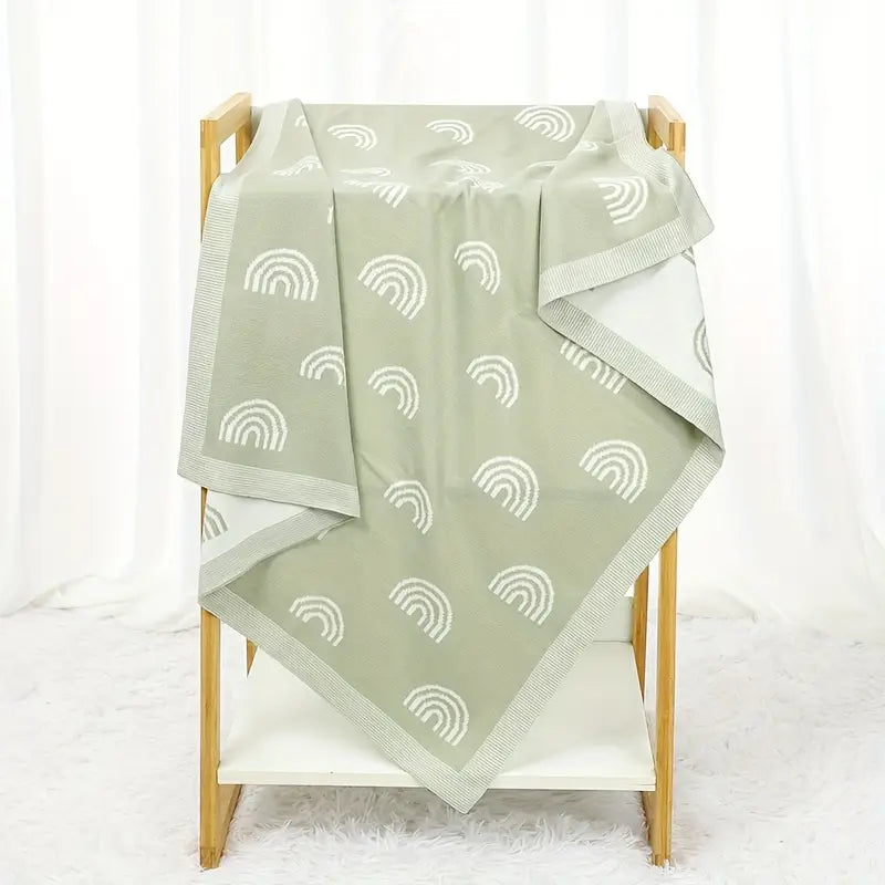 Soft Cozy Rainbow Jacquard Knit Baby Blanket