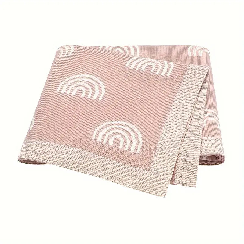 Soft Cozy Rainbow Jacquard Knit Baby Blanket