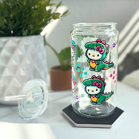 Plastic Tumbler-Hello Kitty Dinosaur