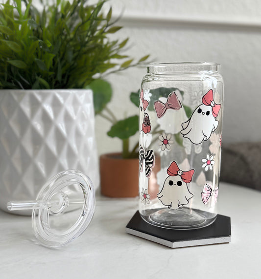 Plastic Tumbler- Cute Ghost with Bows