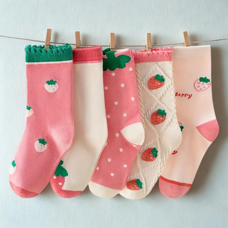 Strawberry Cream Cozy Socks