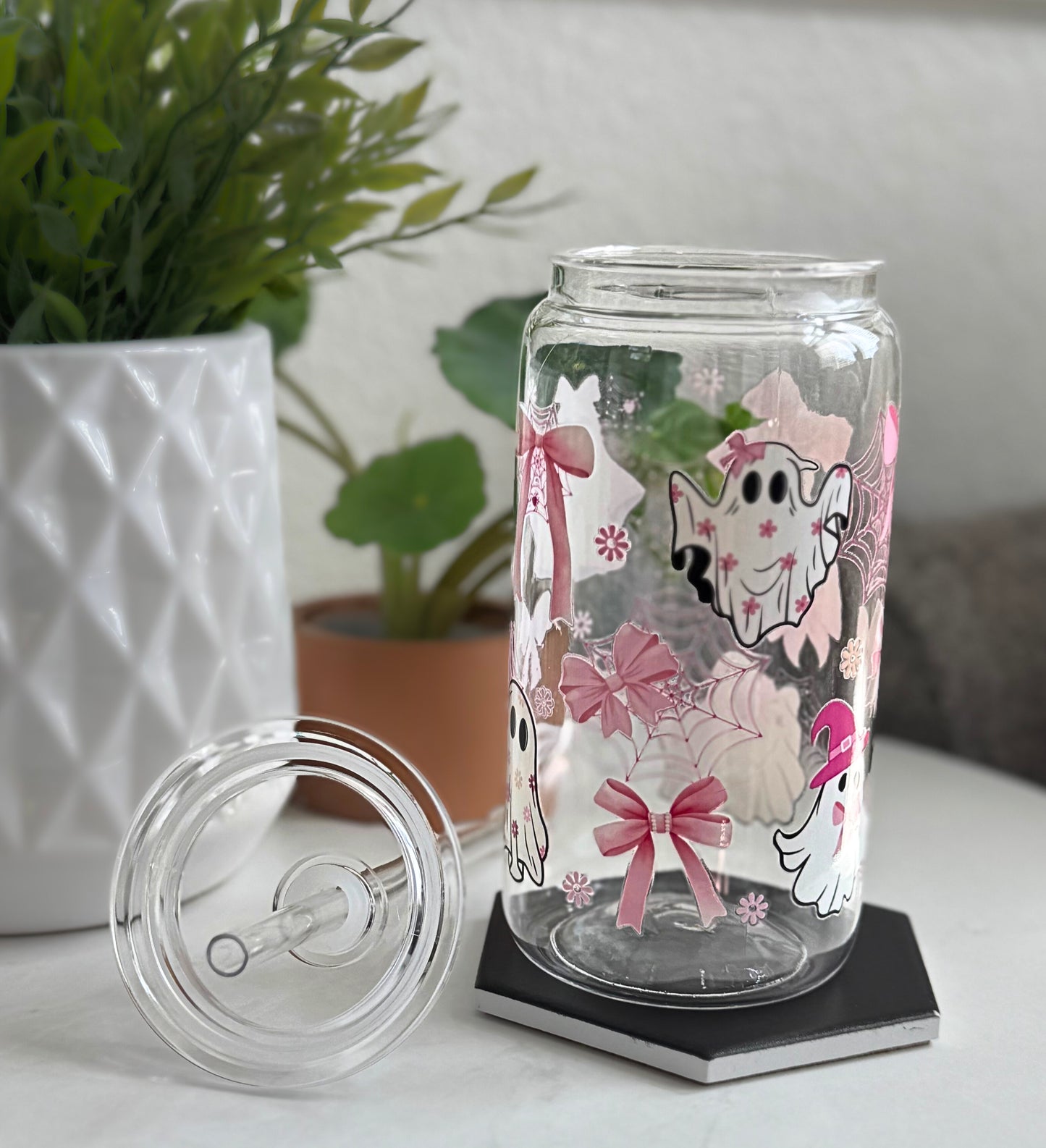 Plastic Tumbler- Ghosts and Bows