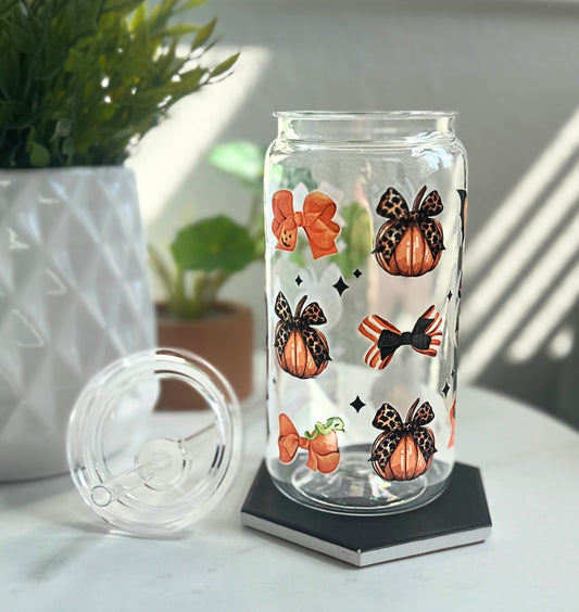 Plastic Tumbler- Pumpkin Bows
