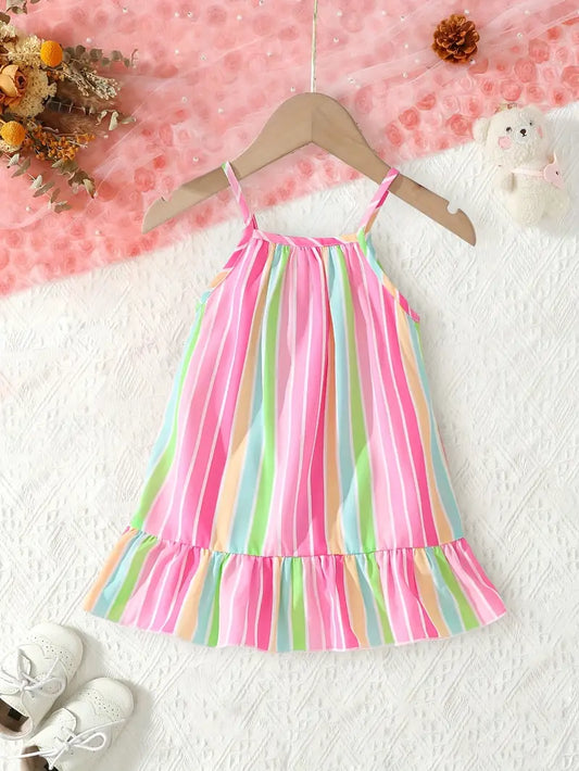 Rainbow Whirl Ruffle Dress